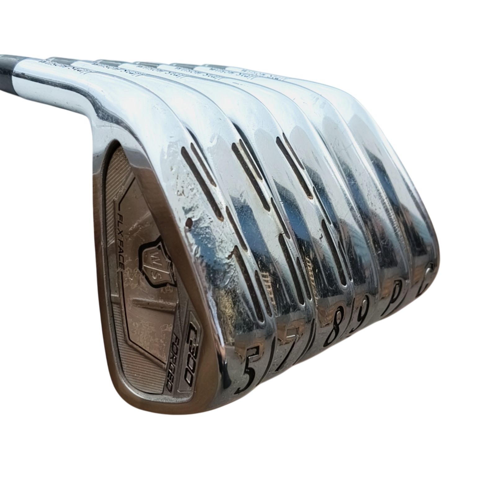 Venstre Wilson Staff C300 Forged Jernsæt / 5i+7-PW+GW / Flex Stiff / Steelfiber