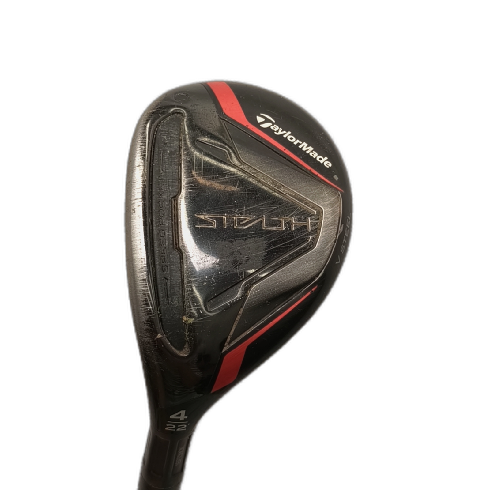 Venstre TaylorMade Stealth Hybrid / Flex Regular / #4/22 [model:silueta] [bg:handrolled]