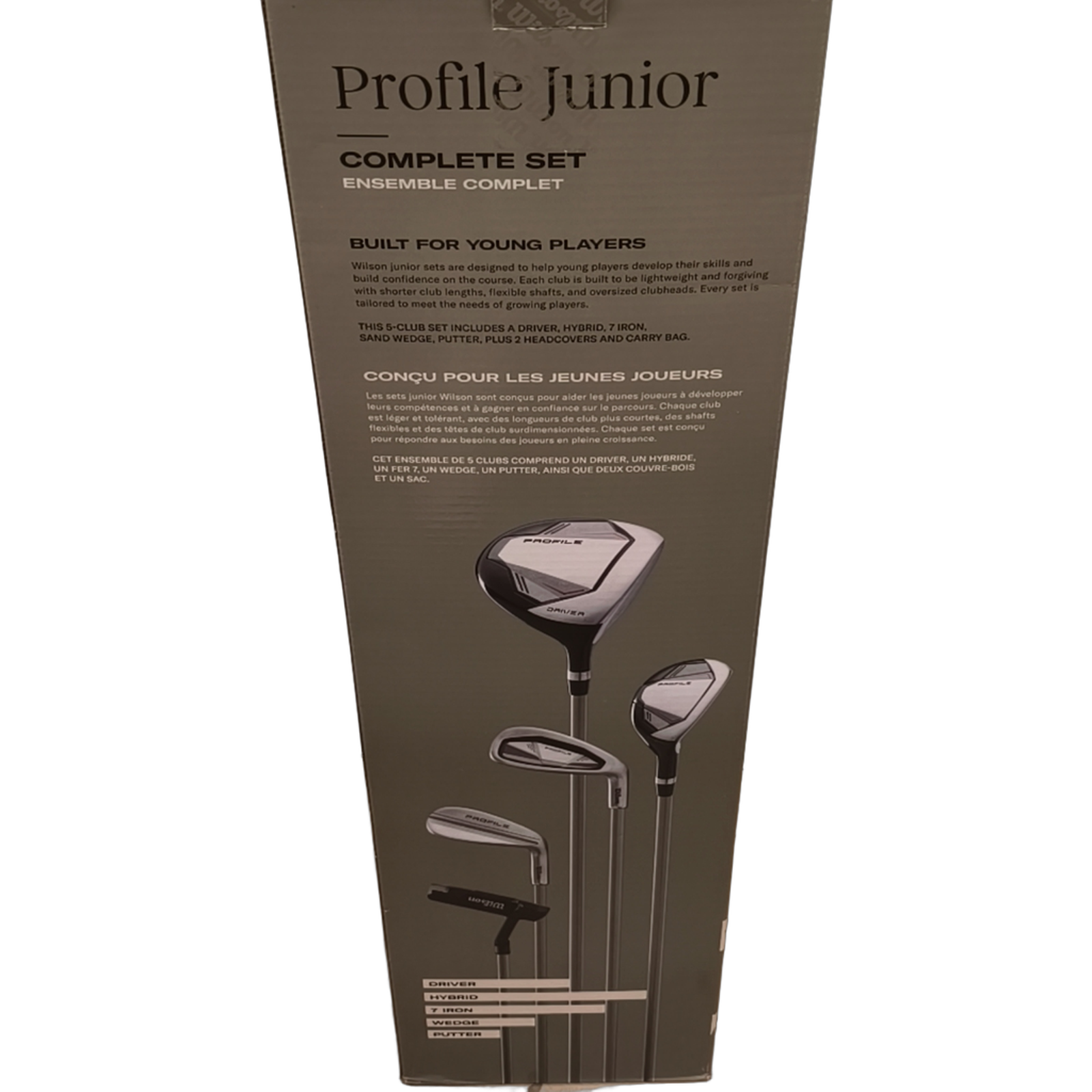 Wilson Profile Junior Komplet Sæt Med Bag / 7i / Flex Junior  / Grafit [model:birefnet-general] [bg:handrolled]