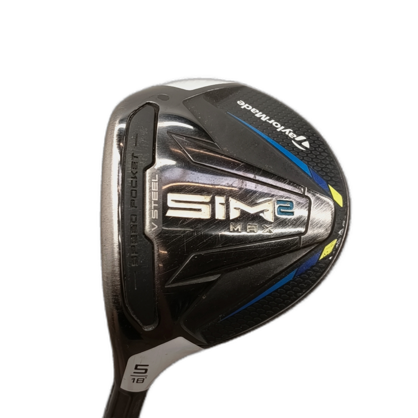 Left TaylorMade Sim 2 Max Fairway Wood / Flex Stiff / #5/18 [model:silueta] [bg:handrolled]
