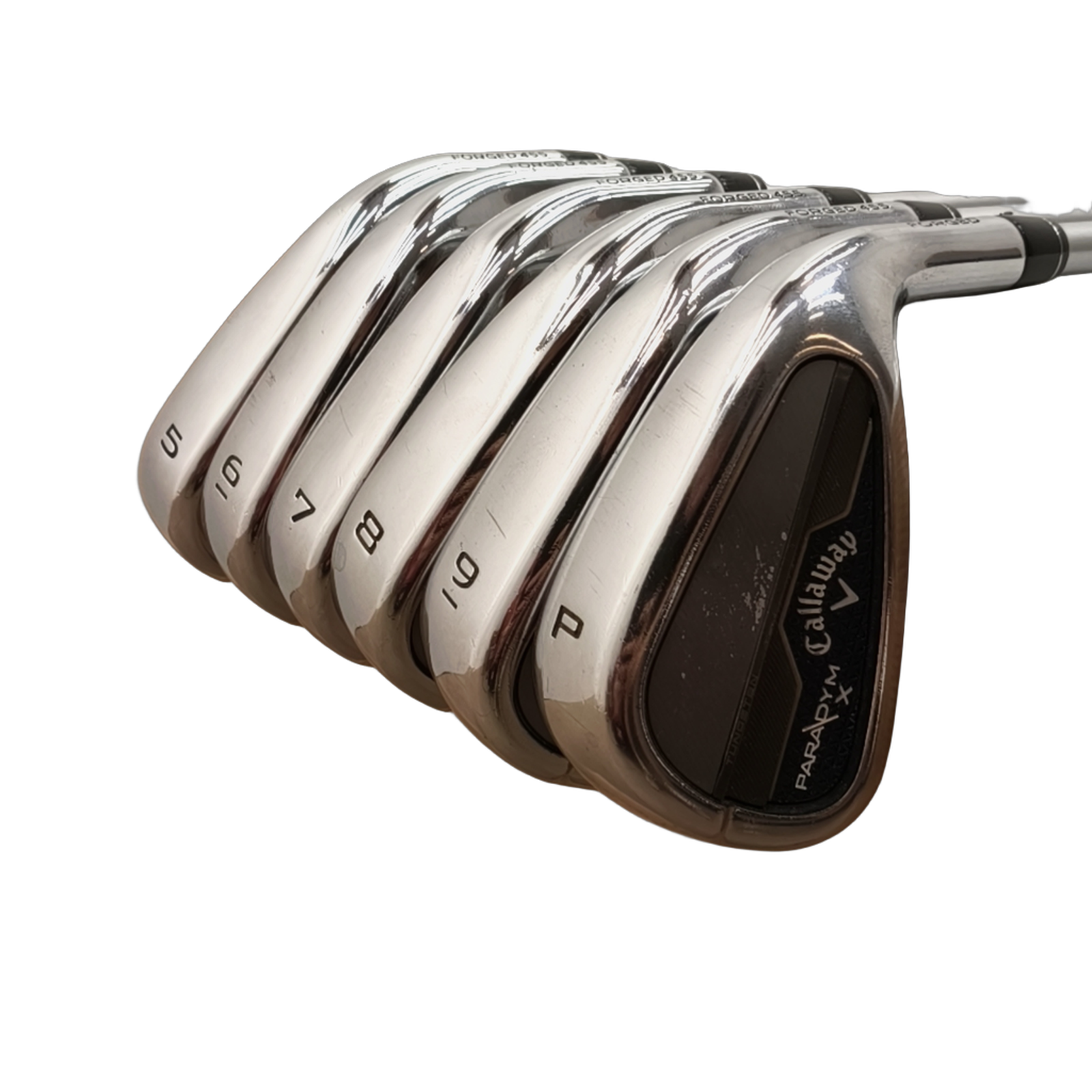 Callaway Paradym X Jernsæt / 5-PW / Flex A-flex / Grafit [model:birefnet-general] [bg:handrolled]