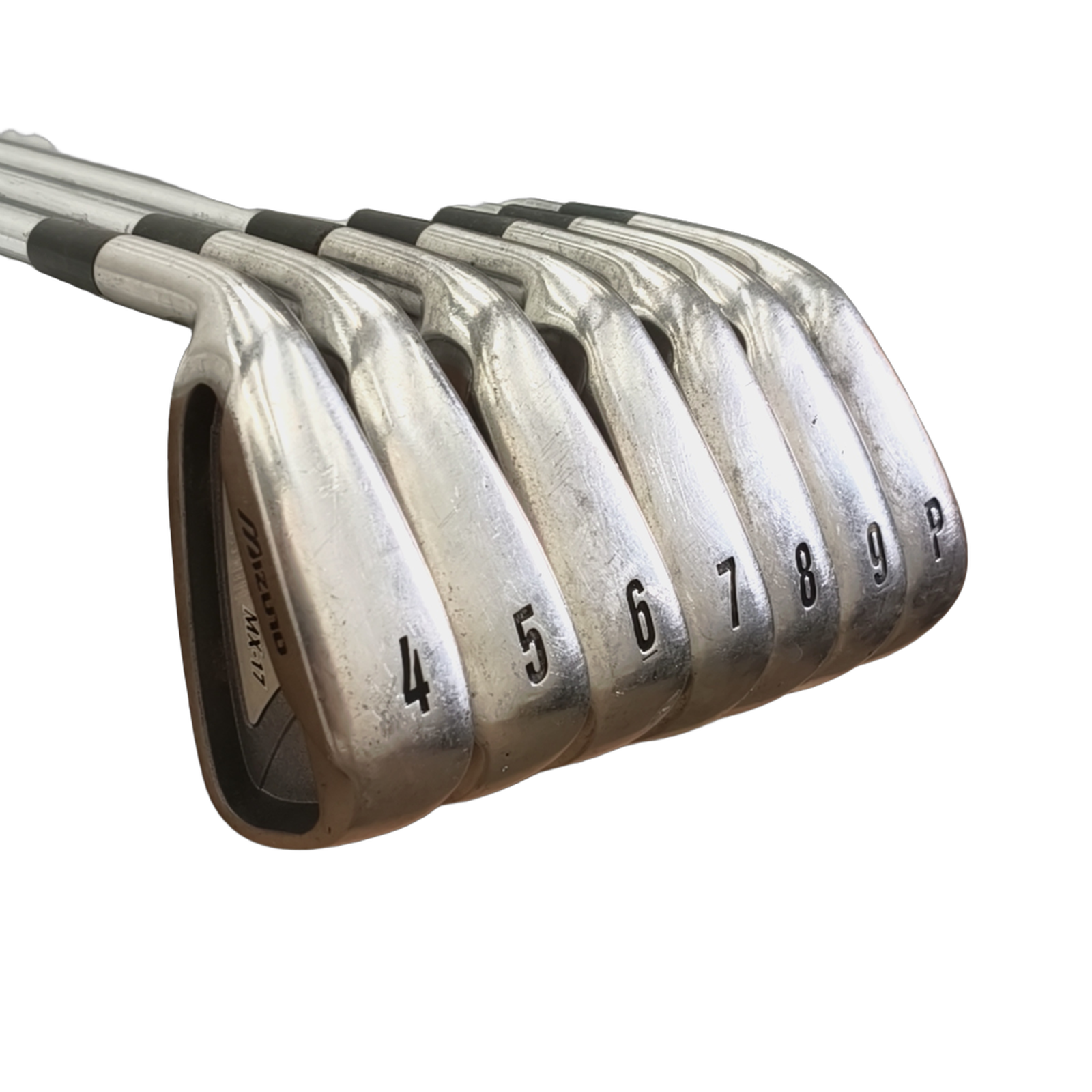 Venstre Mizuno MX-17 Jernsæt / 4-PW / Flex Stiff / Stål [model:birefnet-general] [bg:handrolled]