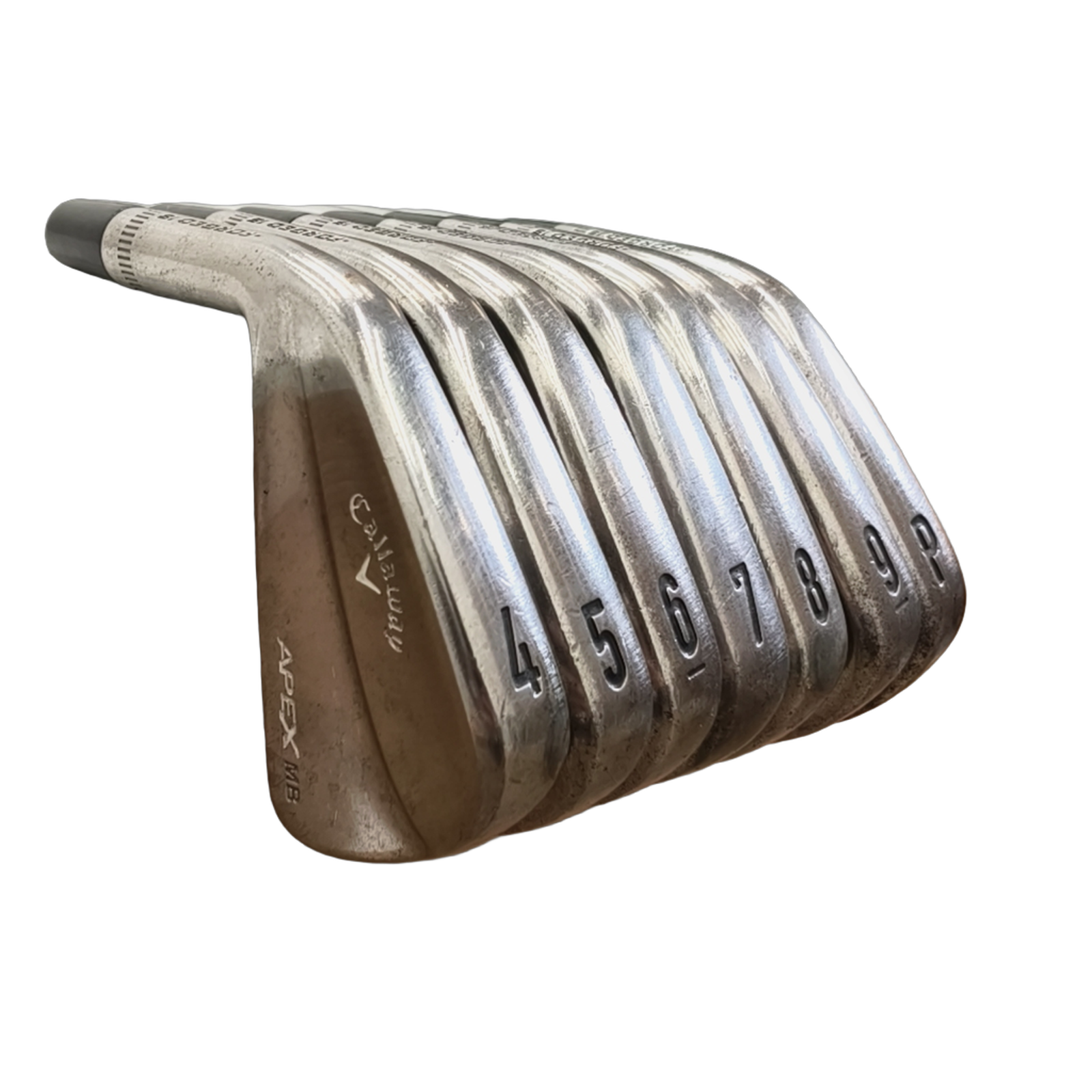 Venstre Callaway Apex MB 2018 Jernsæt / 4-PW / Flex Stiff / Stål [model:birefnet-general] [bg:handrolled]