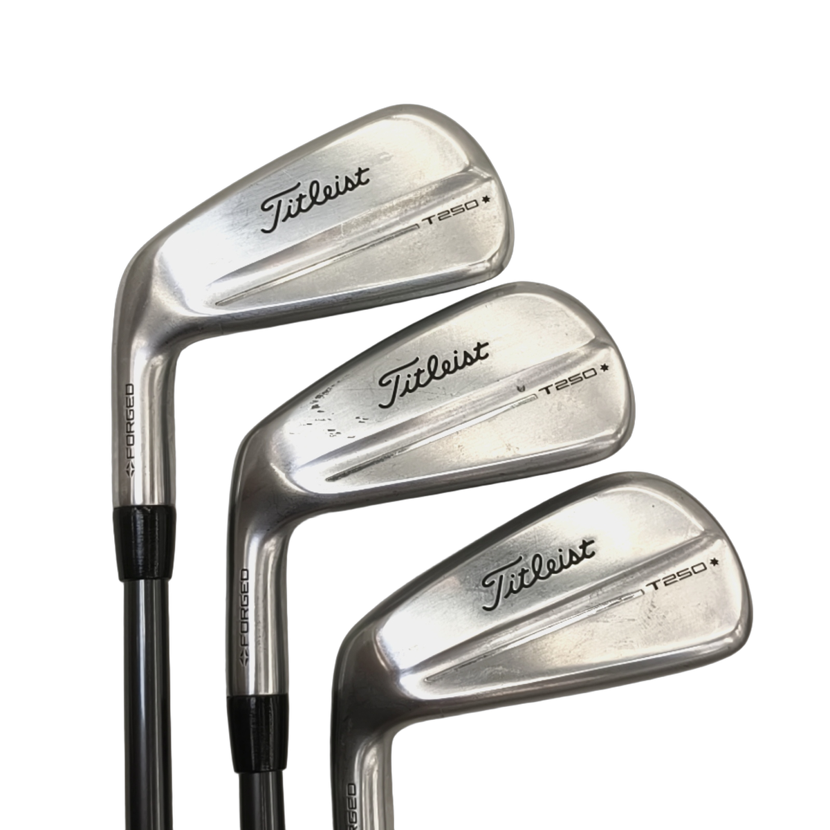 Venstre Titleist T250★ Jernsæt / 5-PW+GW / Flex Stiff / Grafit [model:birefnet-general] [bg:handrolled]