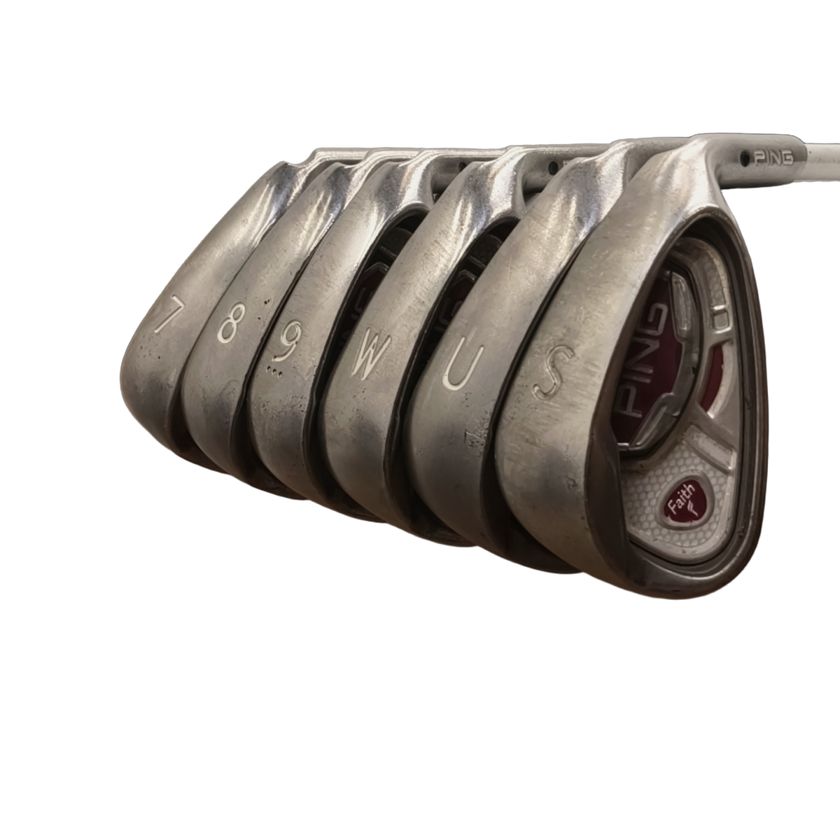 PING Faith Jernsæt / 7-PW+GW+SW / Flex Ladies / Grafit [model:birefnet-general] [bg:handrolled]
