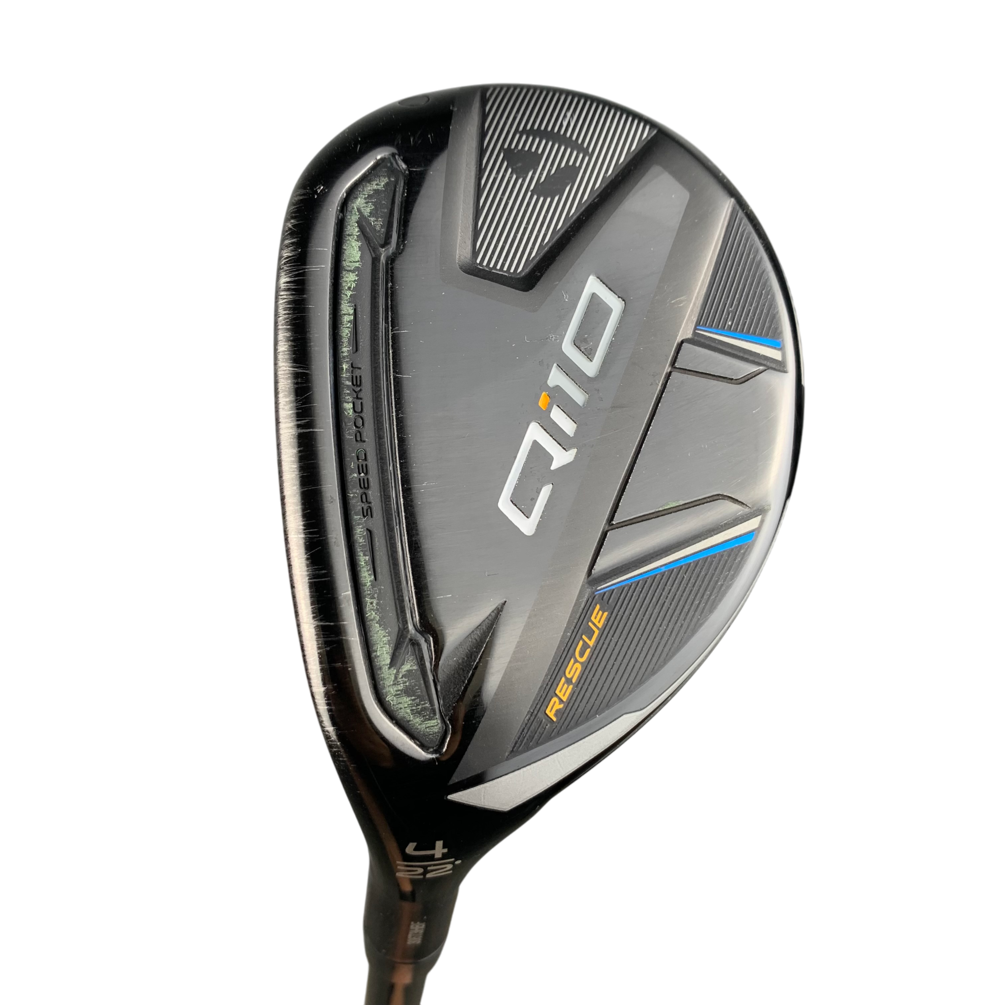 TaylorMade Qi10 Hybrid / Flex Regular / Grafit / #4/22 Venstre hovedbillede - brugt golf udstyr i god stand