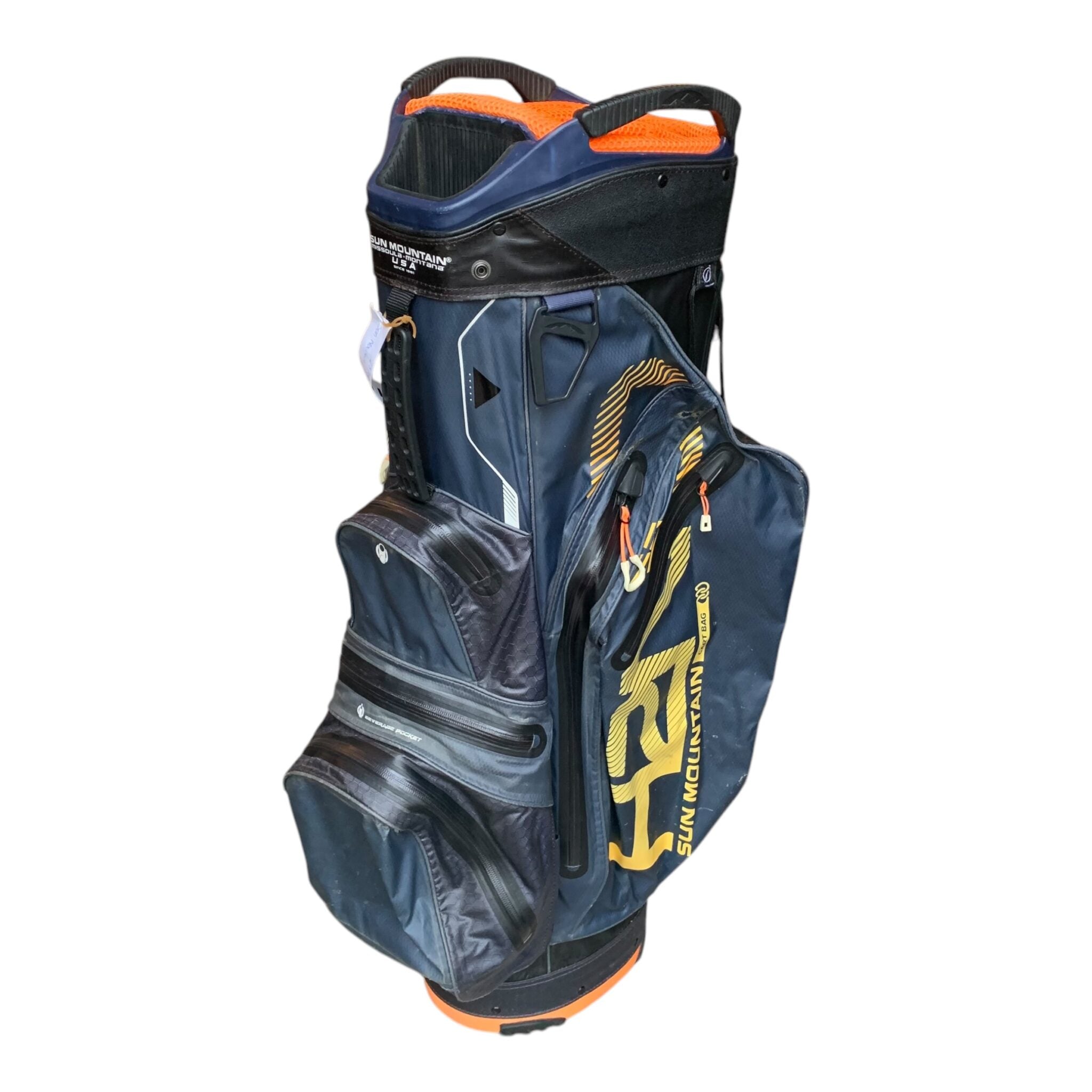 Sun Mountain H2NO Cartbag - Navy/Orange / 15-Way / W. Raincover